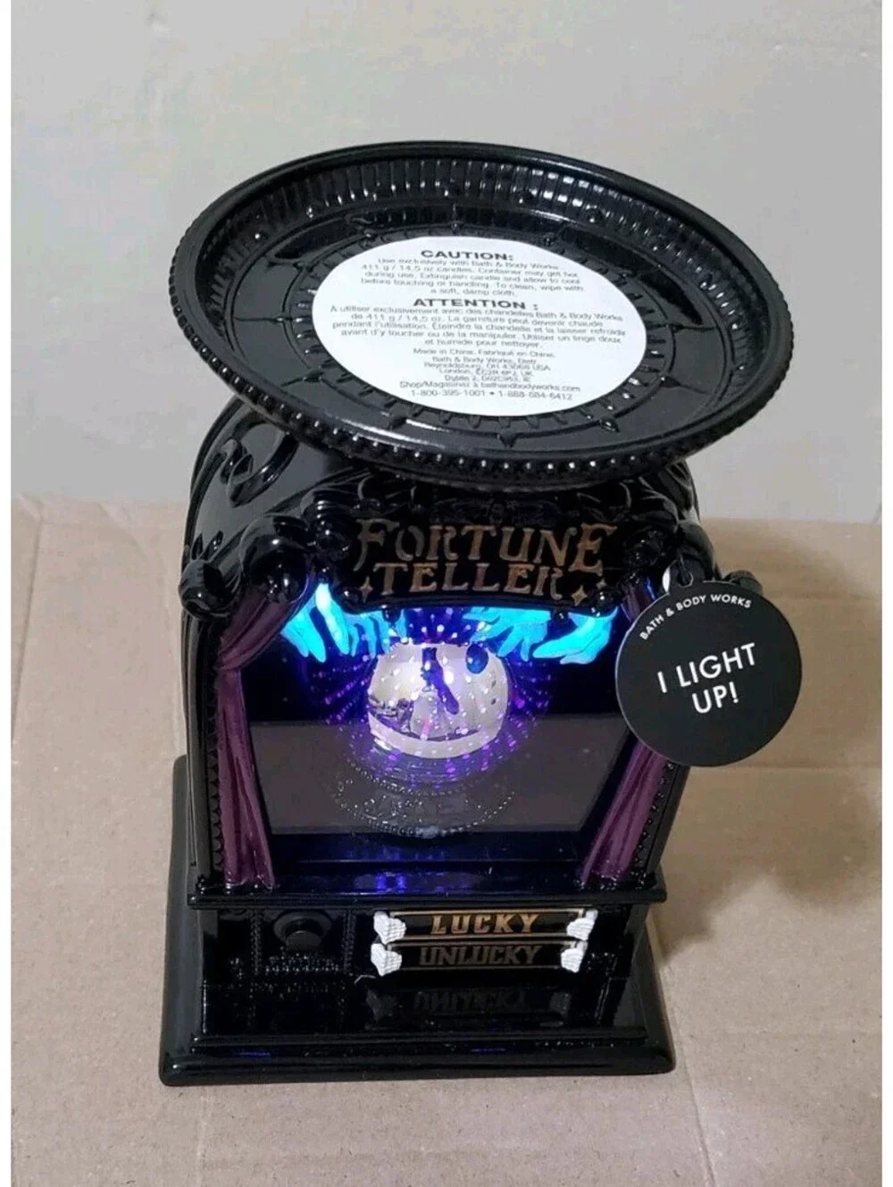 Bath & Body Works Halloween Fortune Teller Candle Holder Light Up Globe 3 Wick